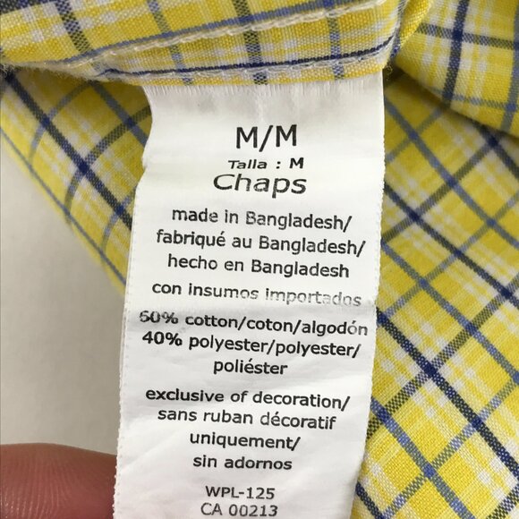 Chaps Easy Care Button Down Shirt Men's Medium Plaid Short Sleeve Woven Casual - Picture 10 of 12
